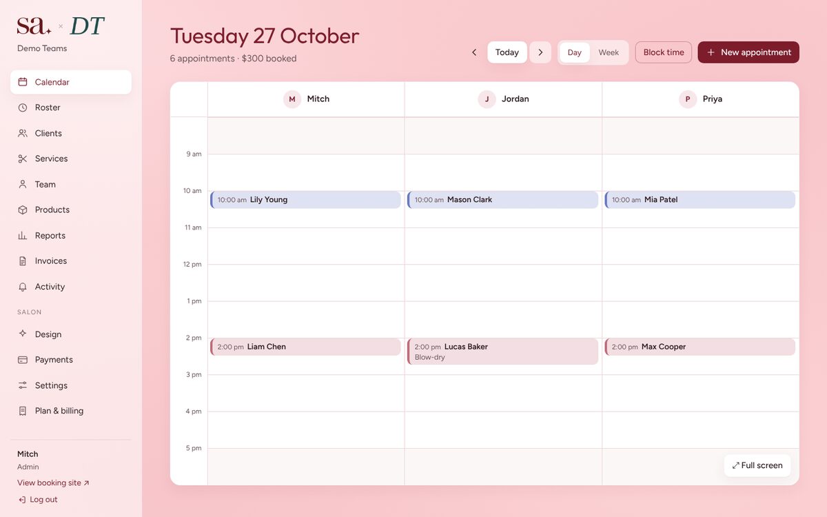Calendar screen
